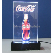 Bebidas de marca Publicidad Iluminación LED Tablero de mesa Señalización interactiva Exhibición de letrero de acrílico personalizado